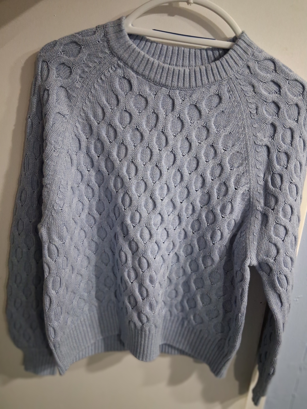 Levi's Pastel Blue Cable Knit Crew Sweater